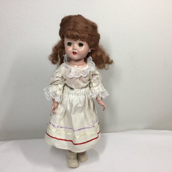 Vintage 1950s Walker Doll with Sleepy Eyes Reddish Hair Green Eyes Teeth Tongue - Picture 4 of 13